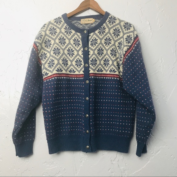 L.L. Bean Sweaters - LL Bean Nordic Fair Isle Wool Cardigan Med